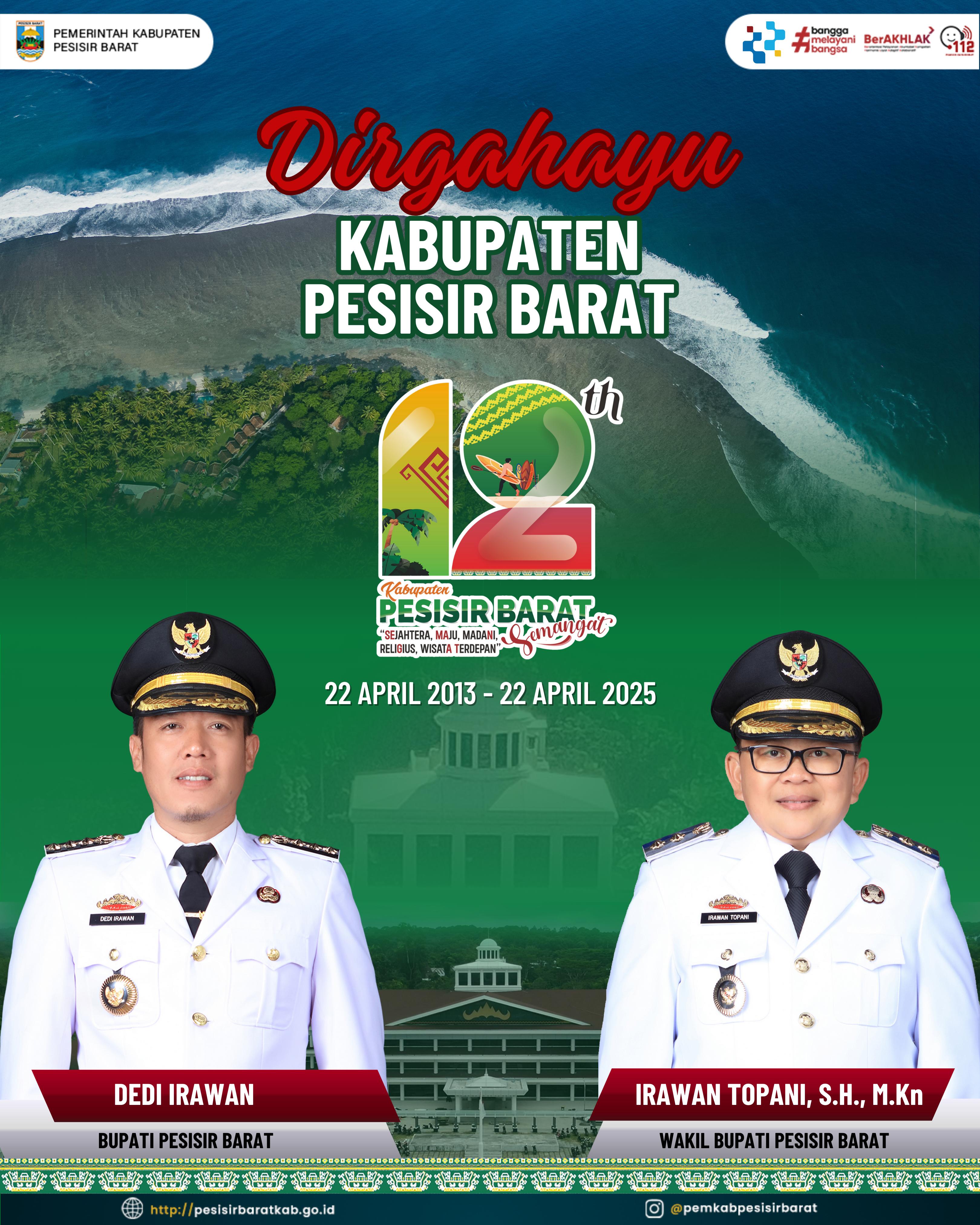 Dirgahayu Kabupaten Pesisir Barat ke-12 Tahun