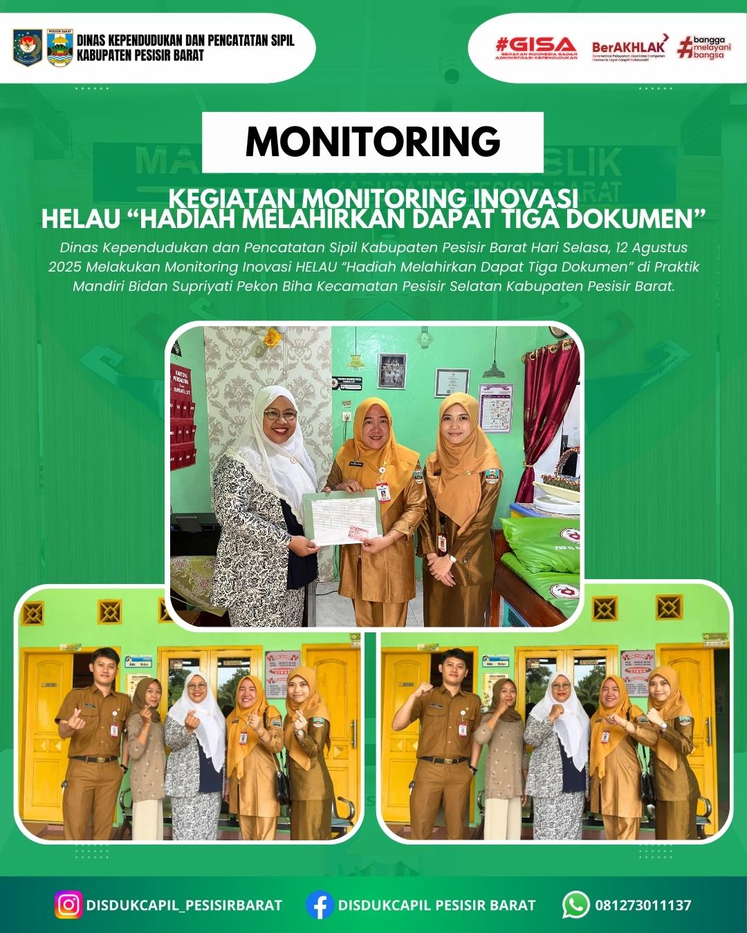 monitoring inovasi HELAU di Praktik Mandiri Bidan Supriati, S.St