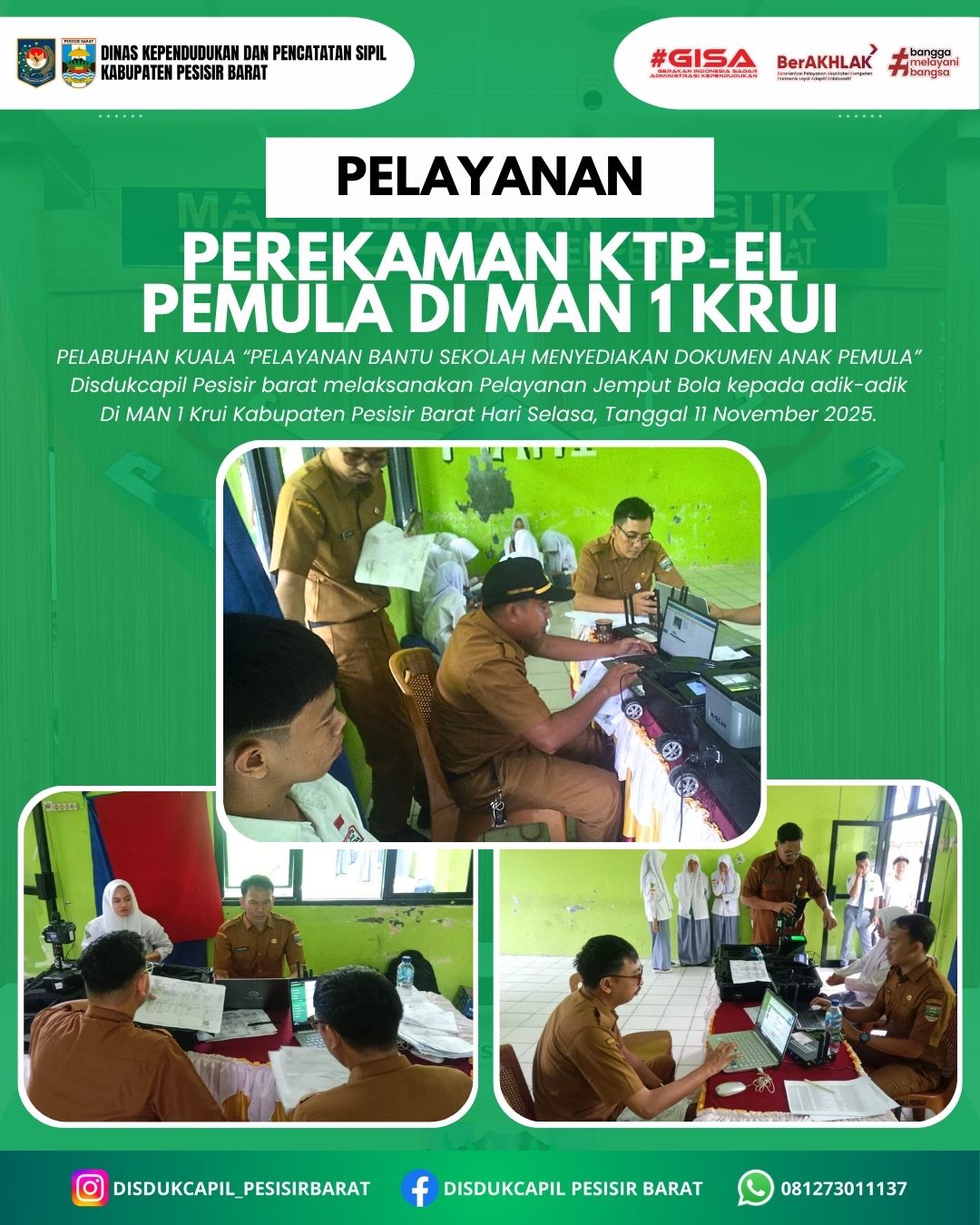 INOVASI PELABUHAN KUALA “PELAYANAN BANTU SEKOLAH MENYEDIAKAN DOKUMEN ANAK PEMULA” Disdukcapil Pesisir Barat.